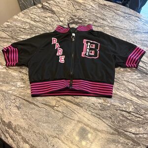 Thrill black jacket with pink stripes